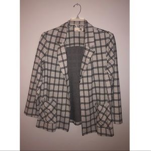Plaid Soft Knit Blazer Jacket, Size Medium